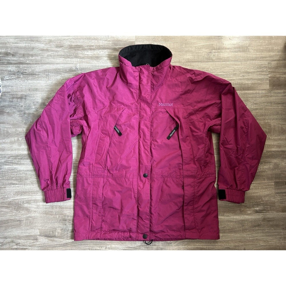 Marmot Ski Snow Jacket Women Large Purple Insulated Fleece Lined Snap Inside Zip
